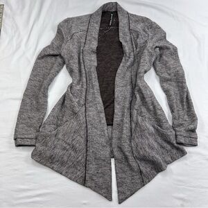 KÜHL Nova Wrap Open Cardigan Sweater Taupe Brown Heather Wool Blend M